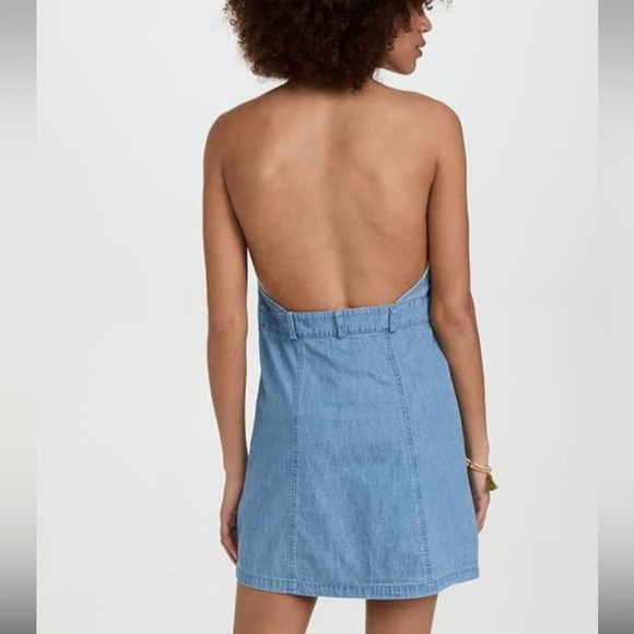Free People Sami Light Blue denim chambray halter Mini Dress 51869 - Picture 6 of 16